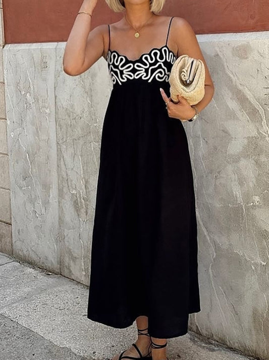 Valentina – Vestido largo con tirantes finos bordado para mujer