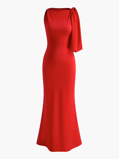 Amara – Vestido largo sin mangas con detalle anudado para mujer