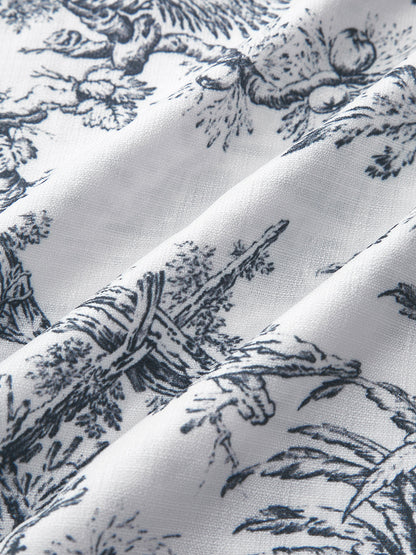Artemisa – Vestido corto de línea A con estampado artístico y lazo para mujer