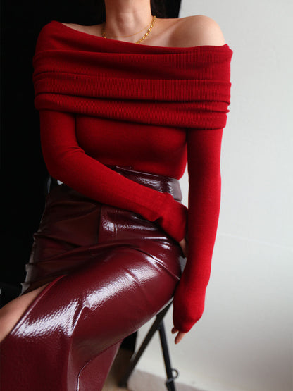 Elara – Suéter entallado elegante de mezcla de lana con detalle fruncido para mujer