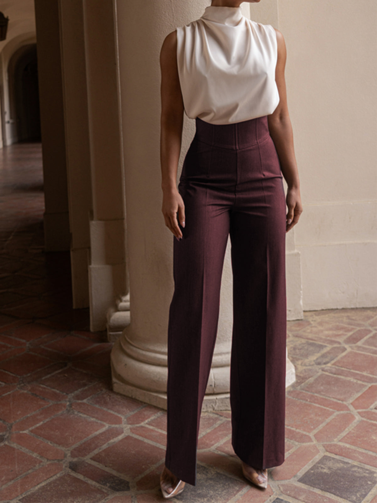 Aurora – Pantalón de pierna recta de tiro alto para mujer