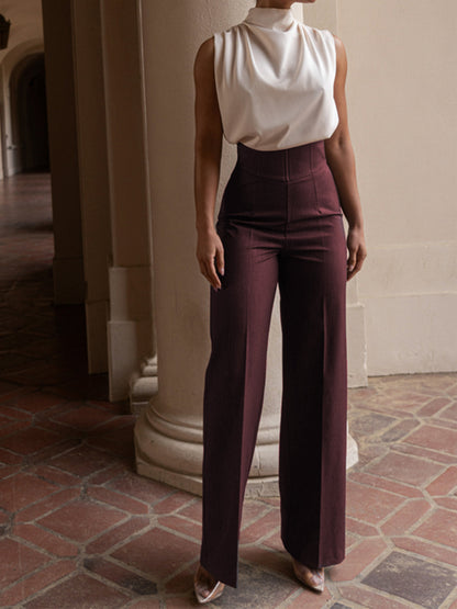 Aurora – Pantalón de pierna recta de tiro alto para mujer