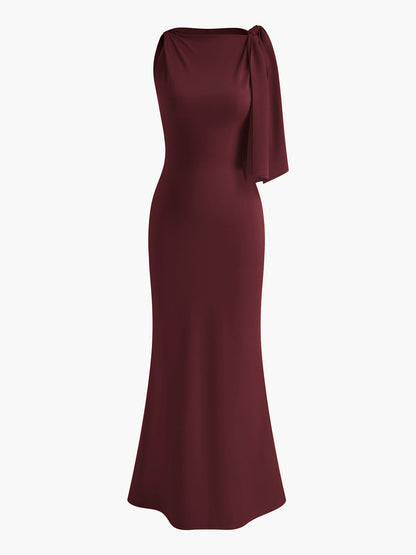 Amara – Vestido largo sin mangas con detalle anudado para mujer