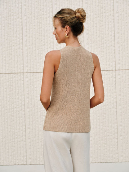 Aurelia – Top sin mangas con cuello halter cruzado para mujer