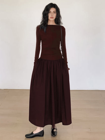 Valentina – Vestido midi de punto con paneles plisados para mujer