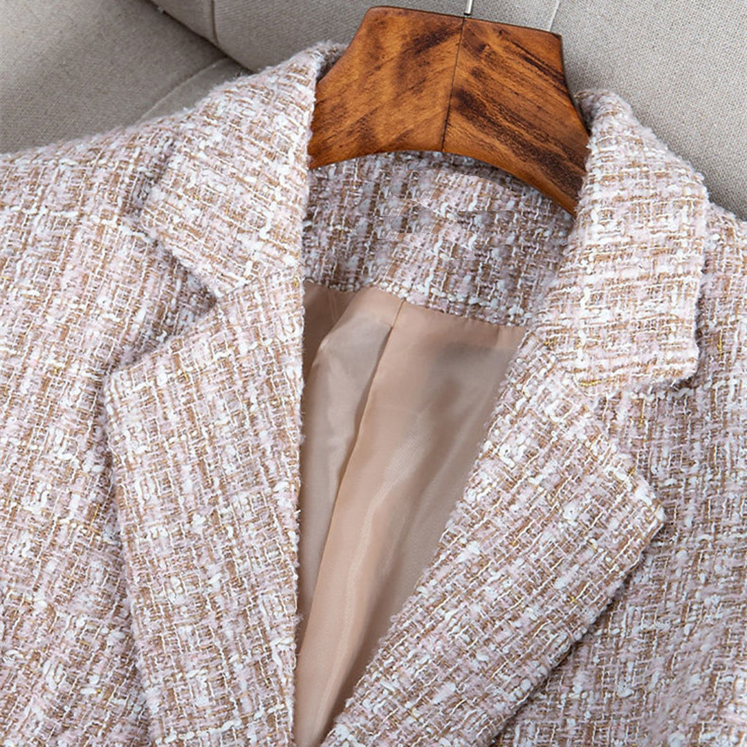 Blazer entallado de encaje y cuadros con diseño femenino – ALTHEA