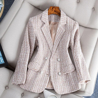 Blazer entallado de encaje y cuadros con diseño femenino – ALTHEA