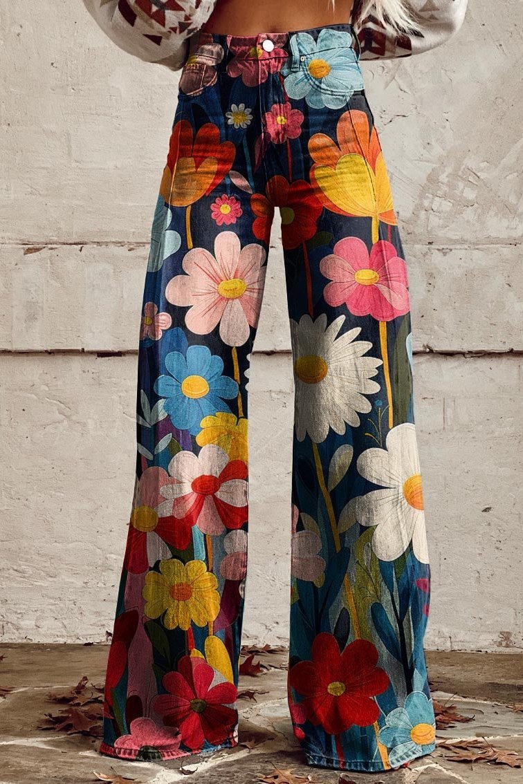 Pantalón ancho de mujer con cintura alta y diseño llamativo – URSILIA