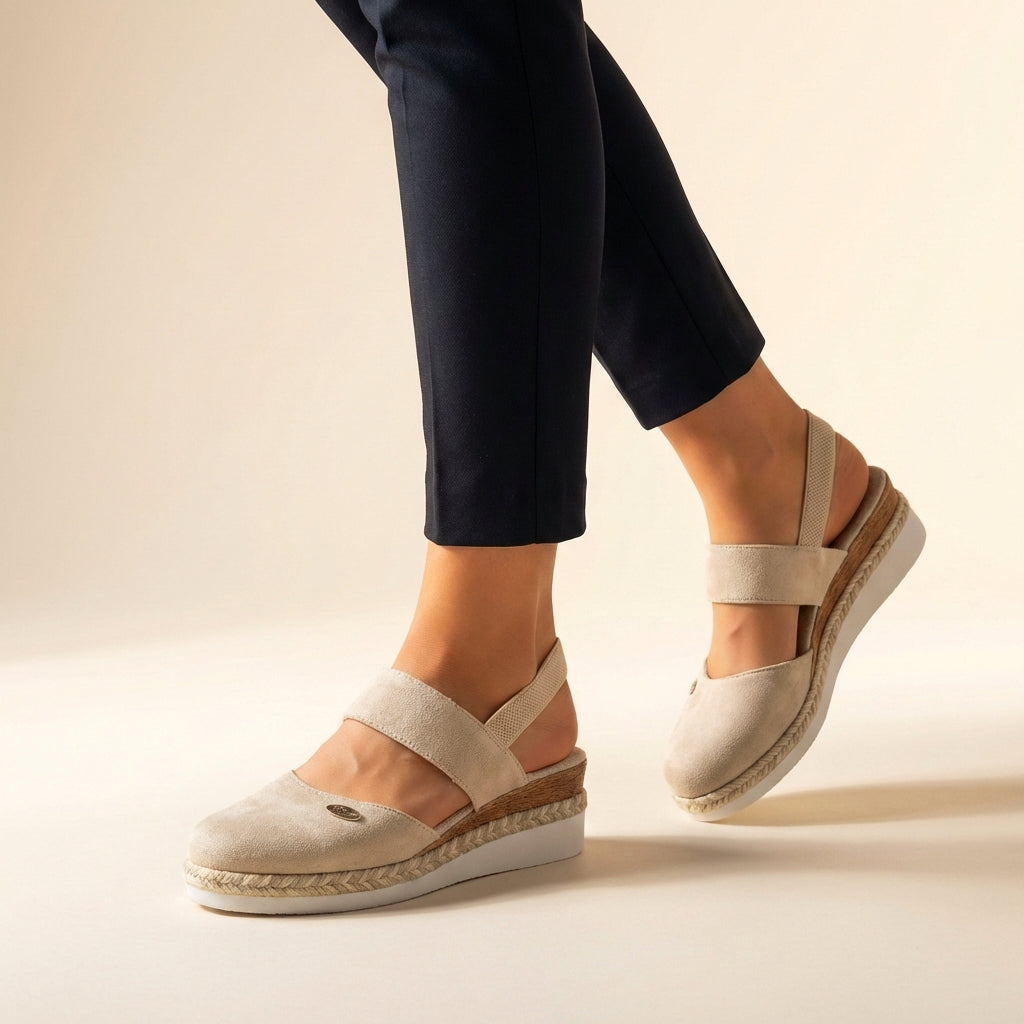 CORAL – Sandalias ortopédicas con plataforma de esparto para mujer