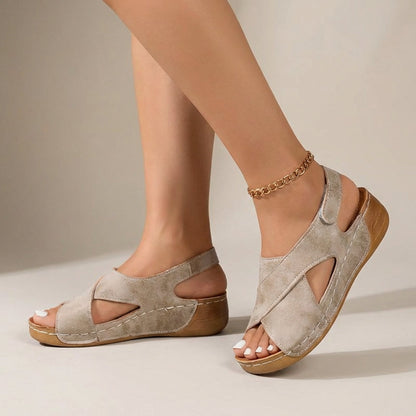 MARBELLA – Sandalias ortopédicas de cuña con tiras cruzadas para mujer