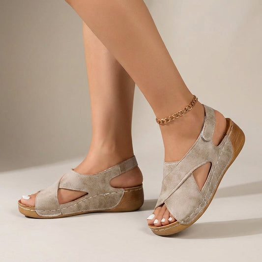 MARBELLA – Sandalias ortopédicas de cuña con tiras cruzadas para mujer