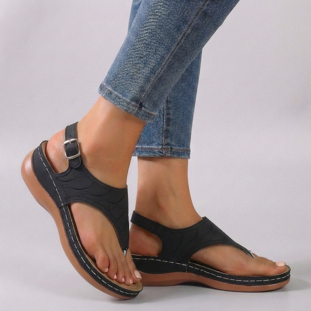 Orlina – Sandalias de cuña con tira al tobillo y ajuste cómodo para mujer