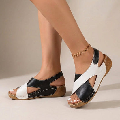 MARBELLA – Sandalias ortopédicas de cuña con tiras cruzadas para mujer