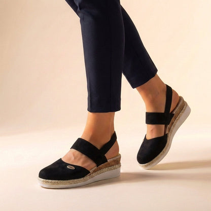 CORAL – Sandalias ortopédicas con plataforma de esparto para mujer