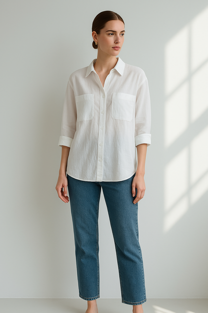 Blossom – Blusa larga de encaje oversize con mangas largas para mujer