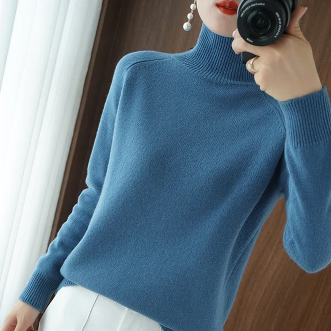FIEN – Jersey de punto elegante con cuello alto para mujer
