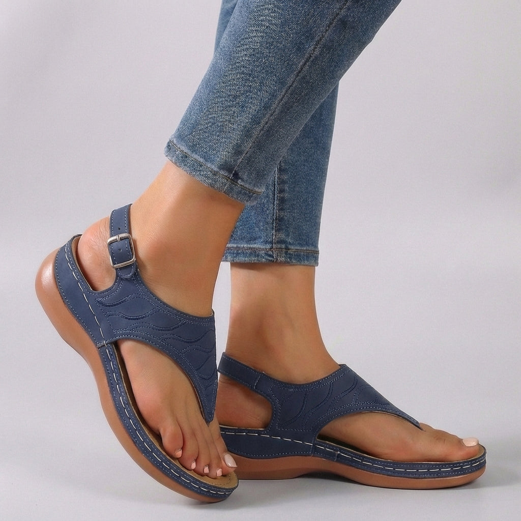 Orlina – Sandalias de cuña con tira al tobillo y ajuste cómodo para mujer