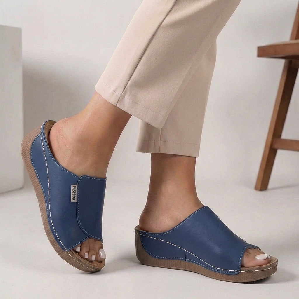 ALBA – Zuecos ortopédicos con cuña y diseño fácil de poner para mujer