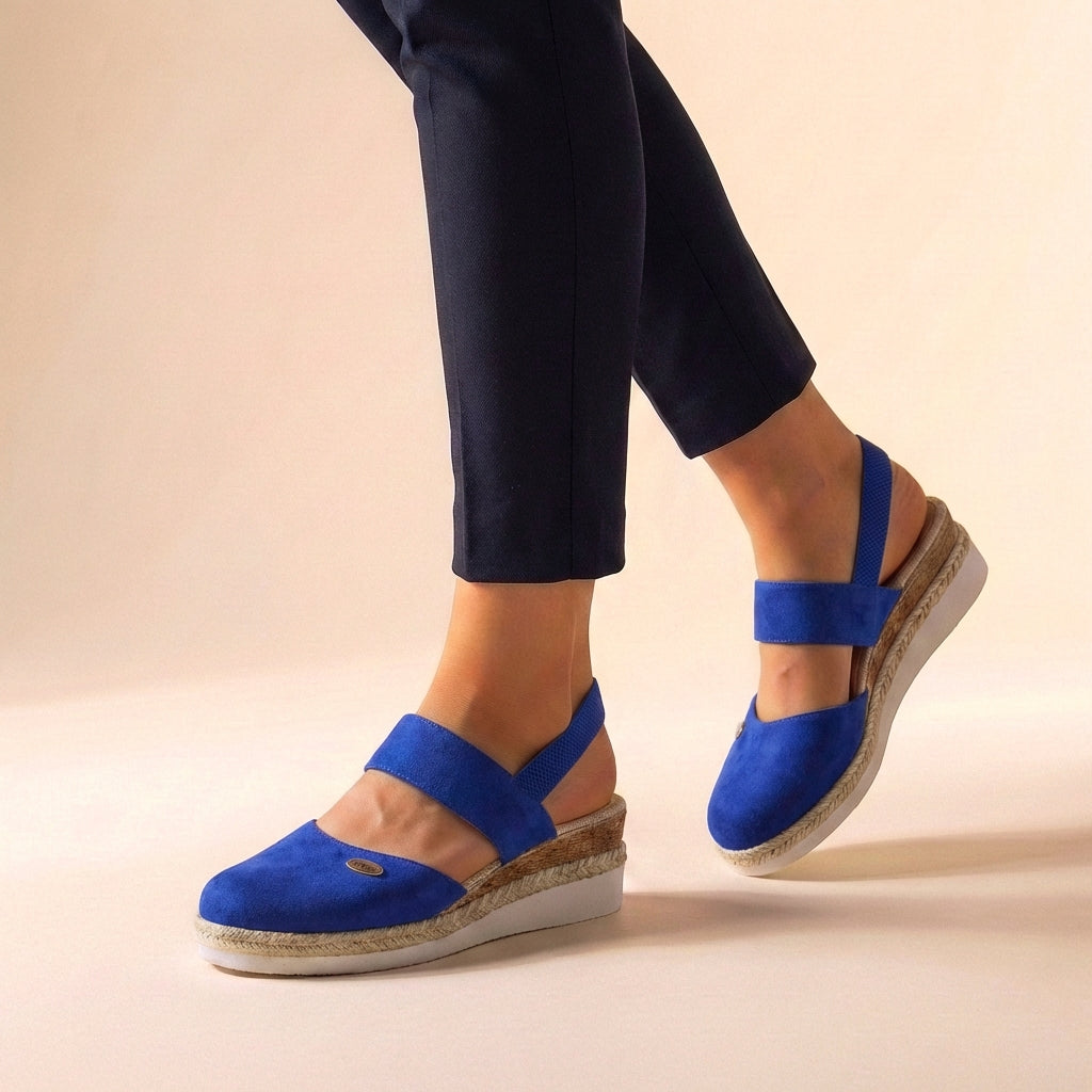 CORAL – Sandalias ortopédicas con plataforma de esparto para mujer