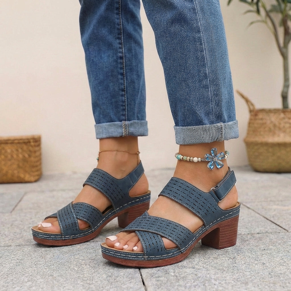 CARMELA – Sandalias de plataforma con tacón cómodo y soporte ortopédico para mujer