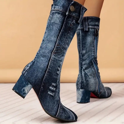 BRIELLE – Botas de caña media para mujer con ajuste cómodo