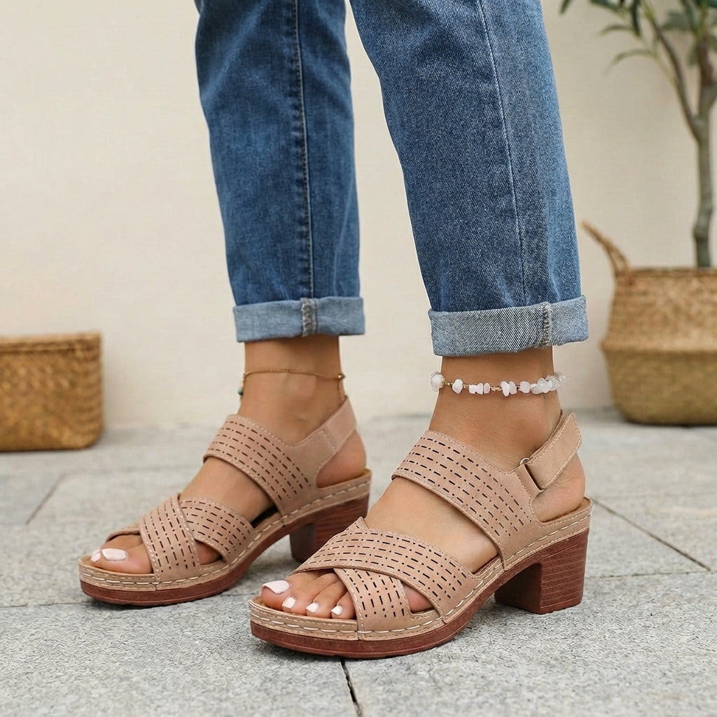 CARMELA – Sandalias de plataforma con tacón cómodo y soporte ortopédico para mujer