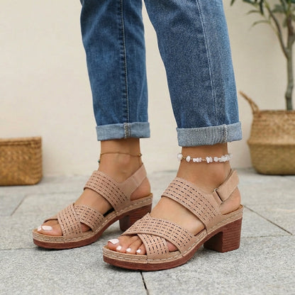CARMELA – Sandalias de plataforma con tacón cómodo y soporte ortopédico para mujer