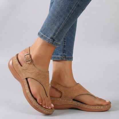Orlina – Sandalias de cuña con tira al tobillo y ajuste cómodo para mujer