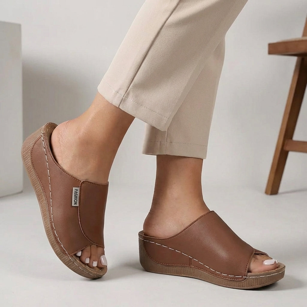 ALBA – Zuecos ortopédicos con cuña y diseño fácil de poner para mujer
