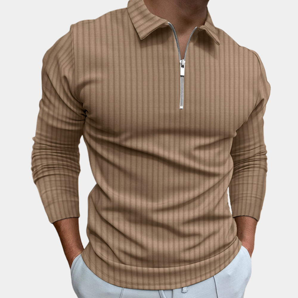 JANIK - Polo de manga larga con rayas para hombre
