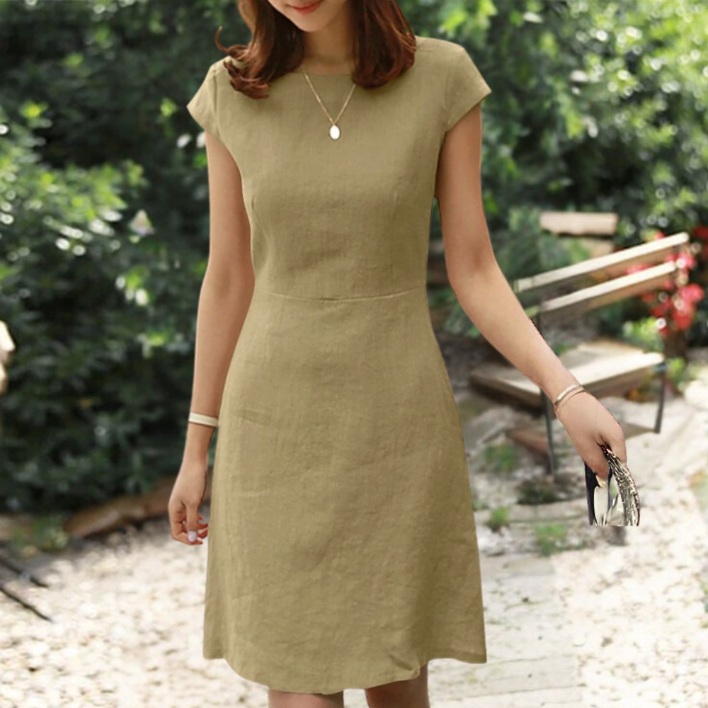 Vestido Midi Efecto Liso para Mujeres con Estilo Casual y Elegante – AGNETE