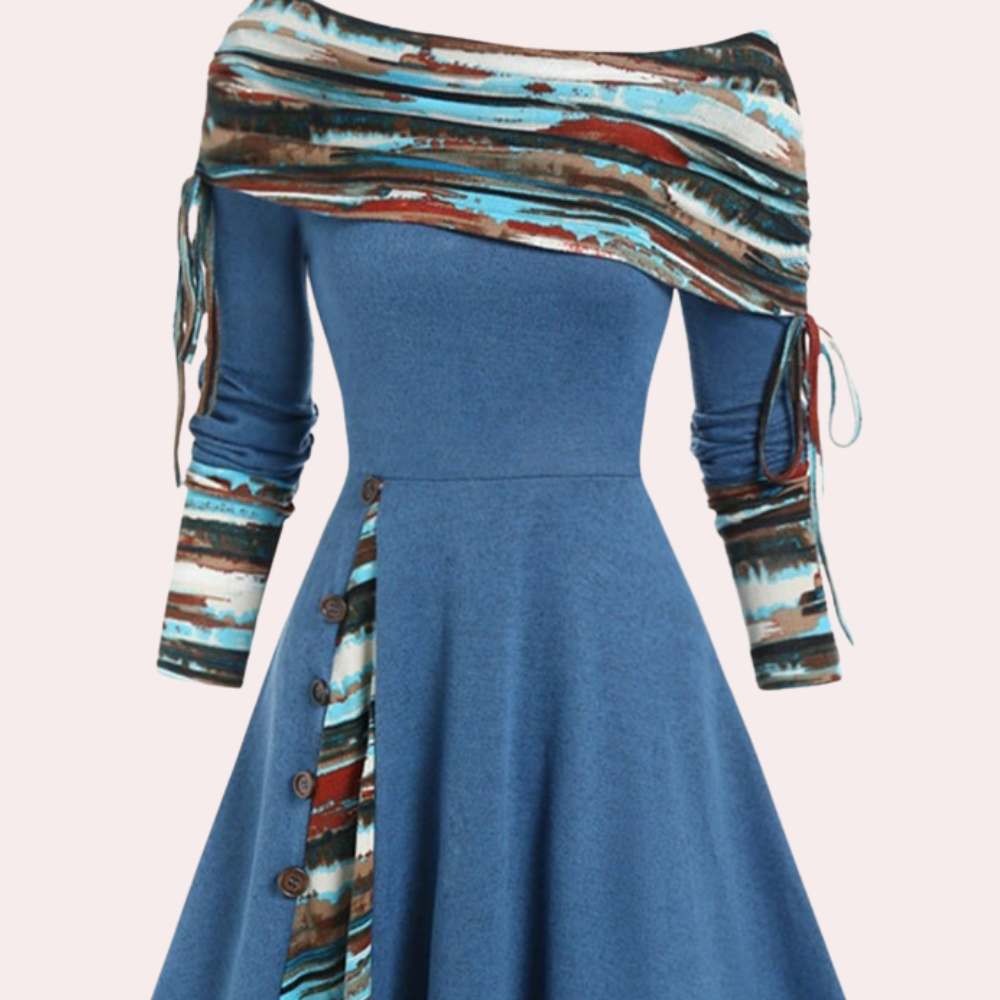 LIA - Vestido halter de hombros descubiertos para mujer