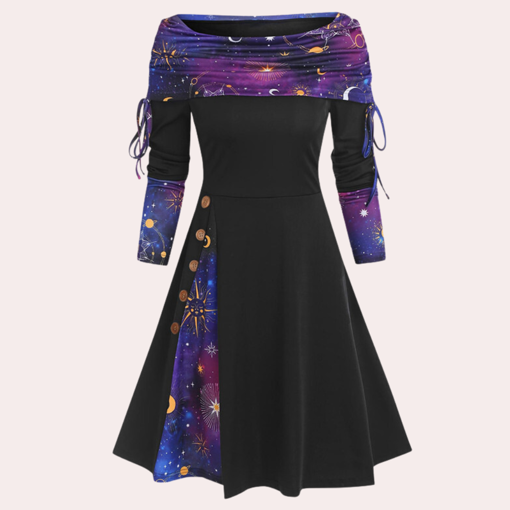 LIA - Vestido halter de hombros descubiertos para mujer