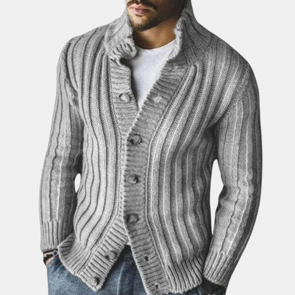 DIEGO - Cárdigan de punto para hombre con botones acanalados