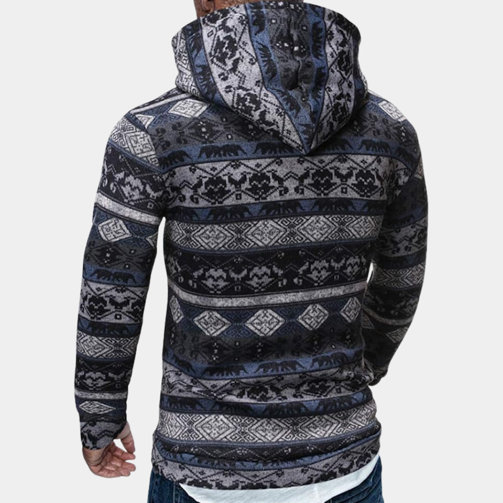 ÁLVARO - Sudadera con capucha y estampado geométrico para hombre