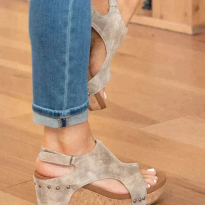 Sandalias de cuña con punta abierta y ajuste cómodo para mujer – LINA