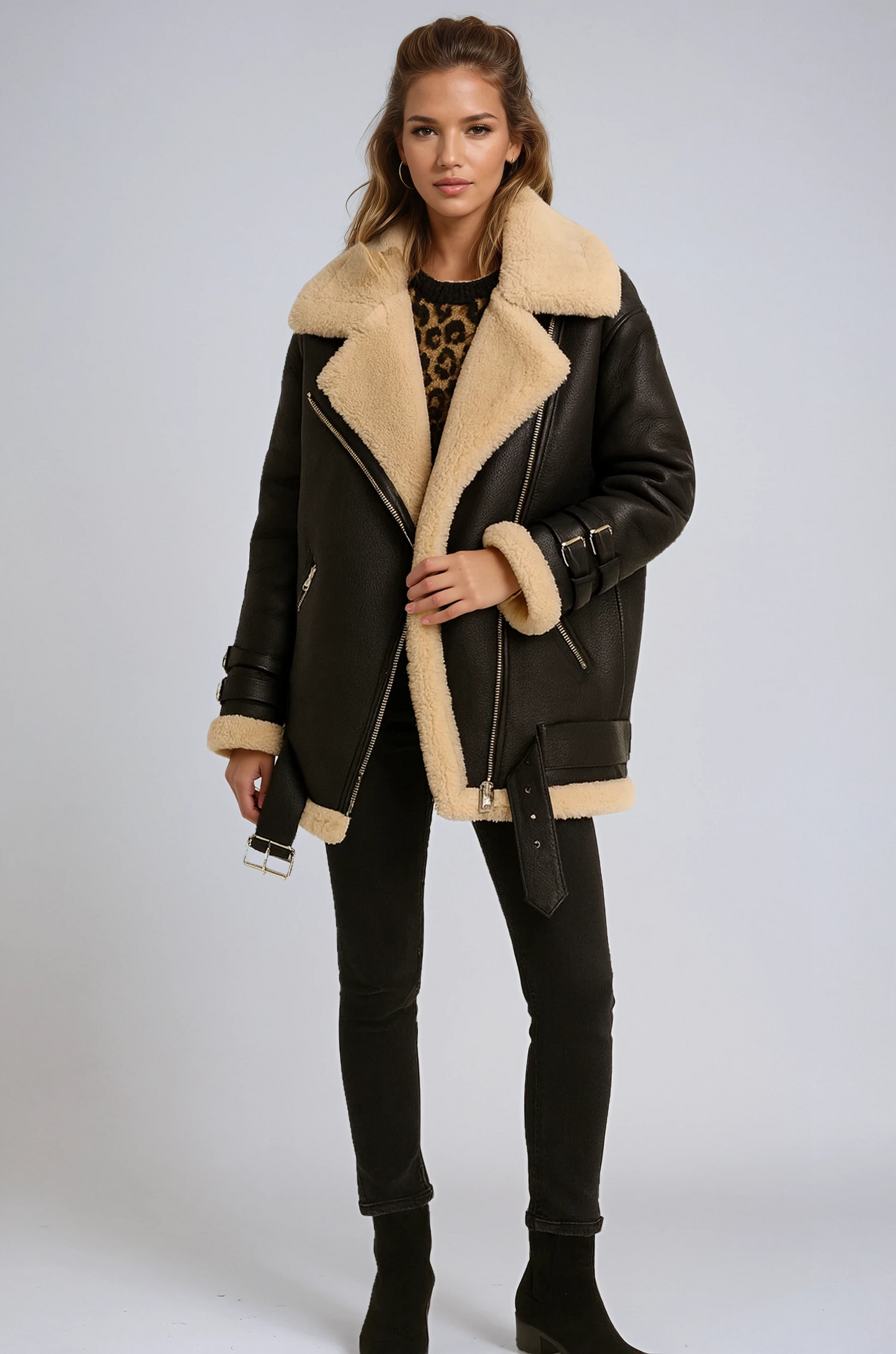 Chaqueta de invierno para mujer con forro de peluche y cremallera – ROSELIA