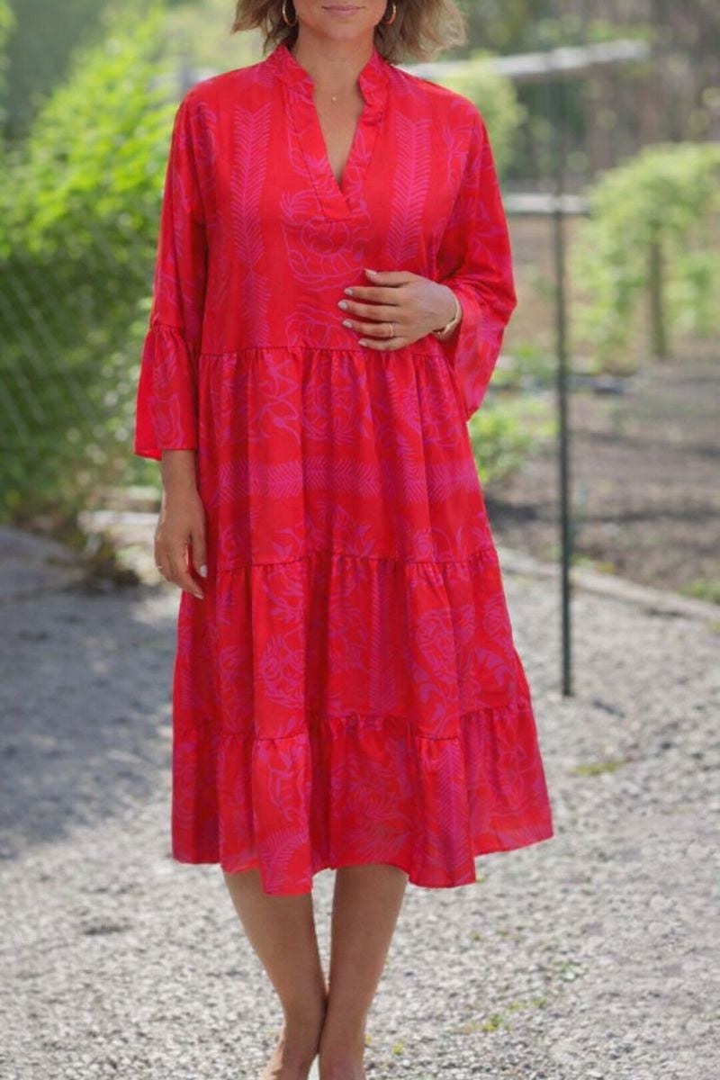 Sorella – Vestido midi bohemio de corte suelto para mujer