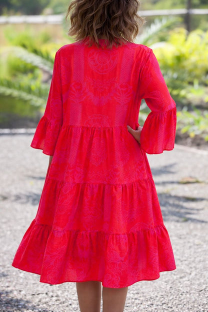 Sorella – Vestido midi bohemio de corte suelto para mujer