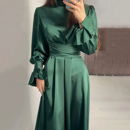 KEEVA - Vestido elegante con cinturón para mujeres