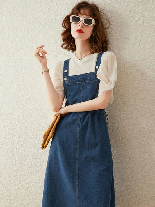 Vestido sin mangas con tirantes rectos y corte A – LEIRE