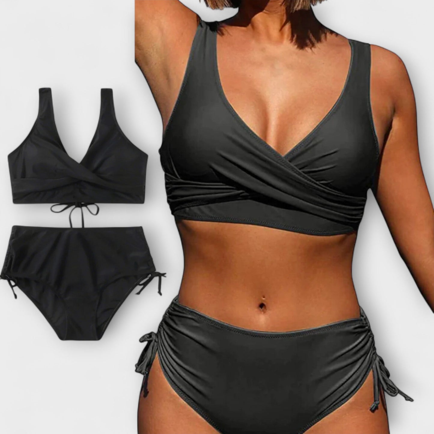 Natalie – Bikini de dos piezas con diseño cruzado frontal para mujer