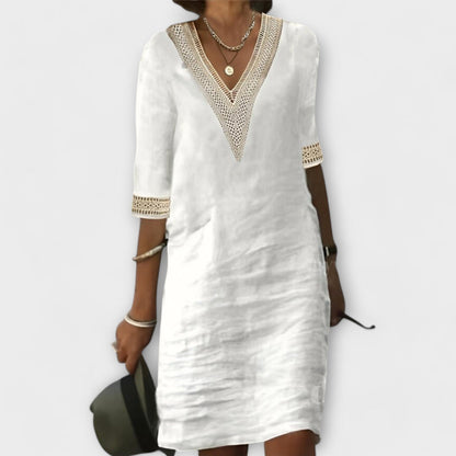 LUNA – Vestido corto veraniego de estilo bohemio con mangas cortas para mujer