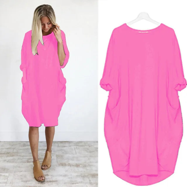 Vestido corto oversize con caída ligera y estilo relajado – NAYLA