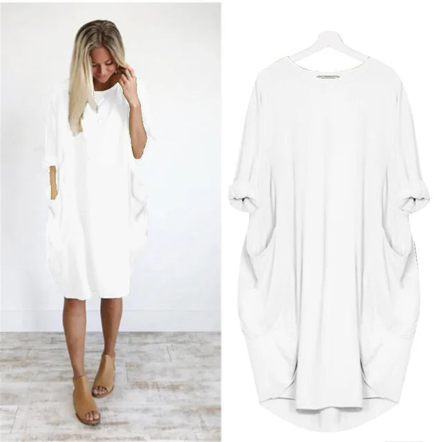 Vestido corto oversize con caída ligera y estilo relajado – NAYLA