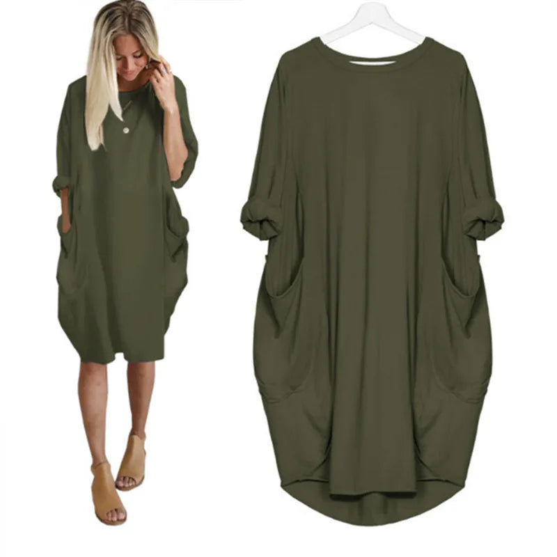 Vestido corto oversize con caída ligera y estilo relajado – NAYLA