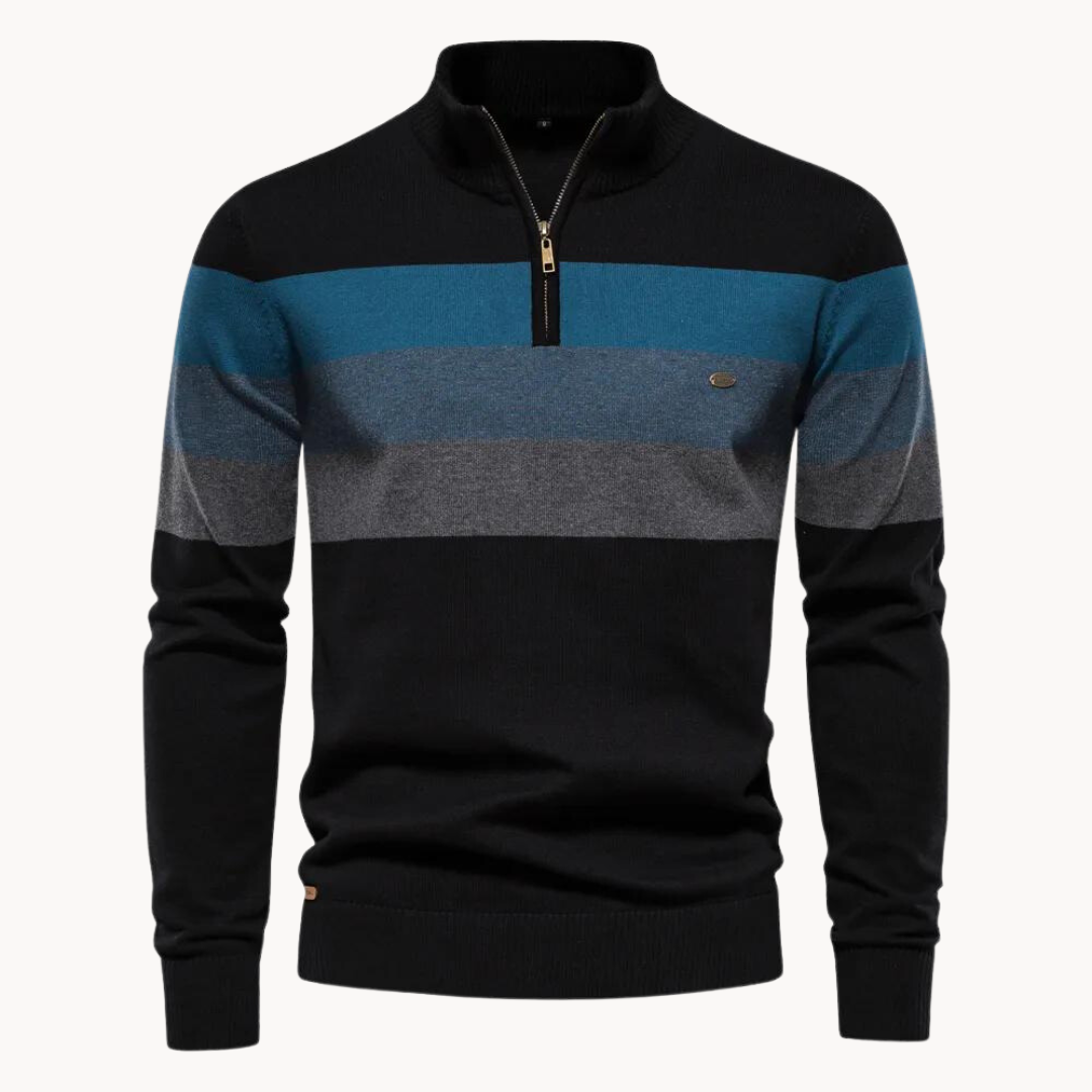 Jersey de hombre con cremallera corta y diseño de rayas – TREVOR