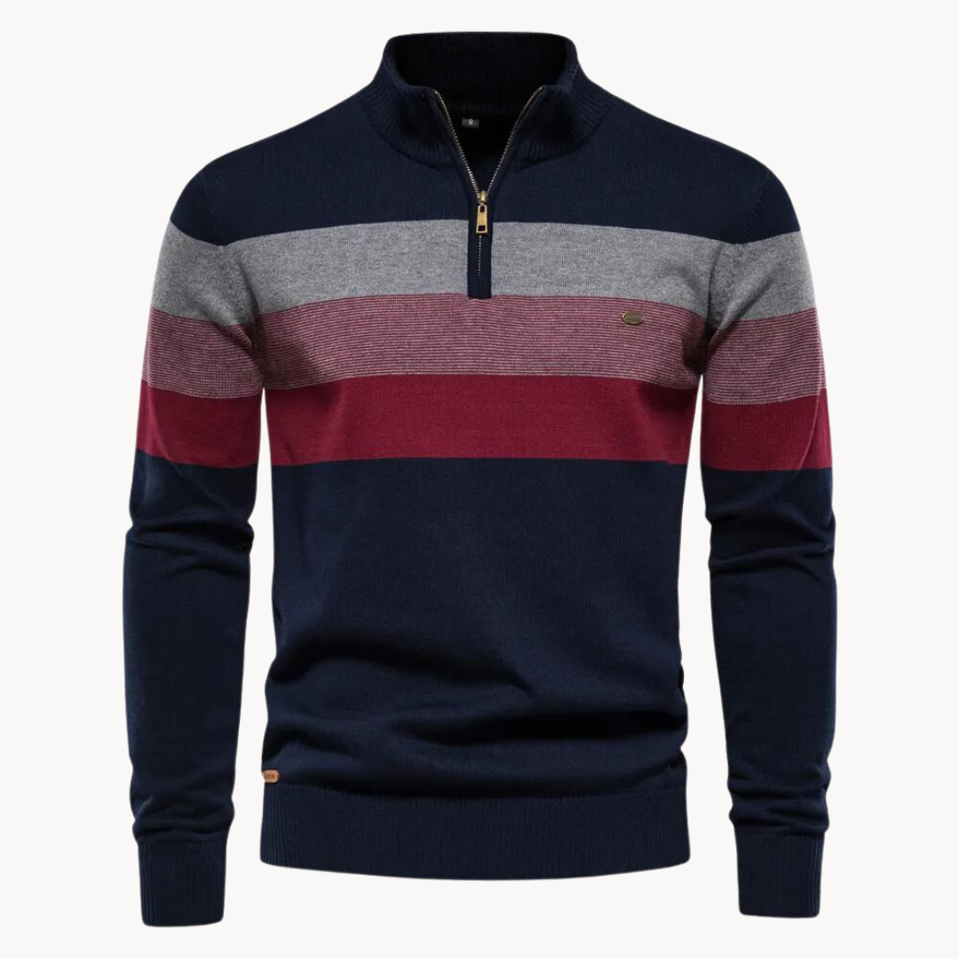 Jersey de hombre con cremallera corta y diseño de rayas – TREVOR
