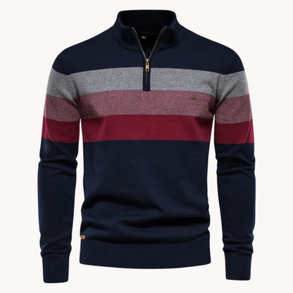 Jersey de hombre con cremallera corta y diseño de rayas – TREVOR