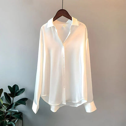 ADDIE – Blusa de seda y cómoda de manga larga para mujer